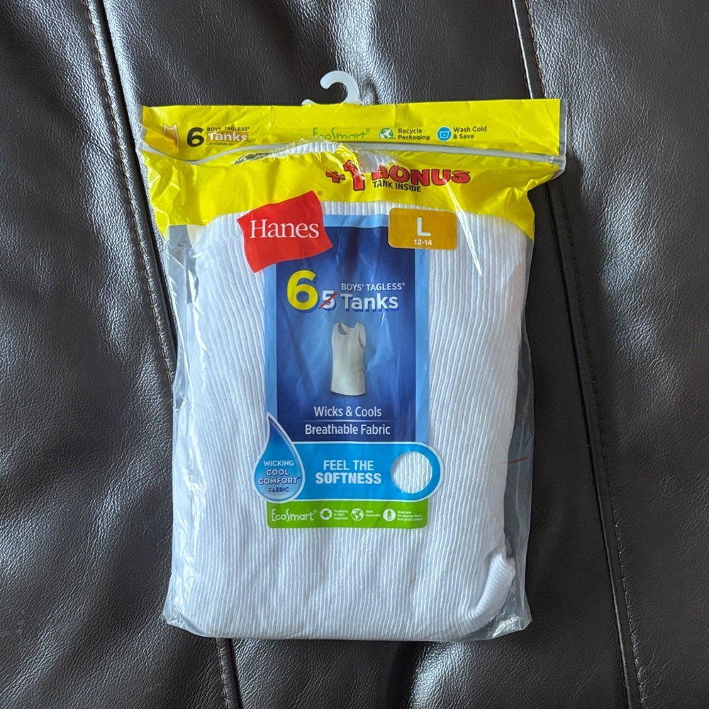 Hanes Boys' Tagless Tanks 6-Pack - White